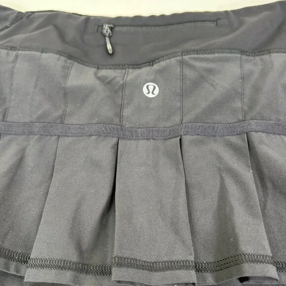 Lululemon Run Pace Setter Skirt Black Pickleball Tennis With Built-In Shorts 8 - Picture 2 of 9